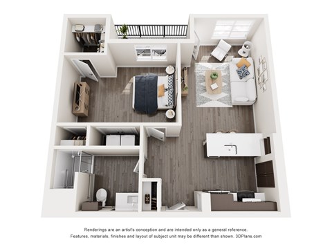 Floor plan for 1 bed, 1 bath, 827 sqft